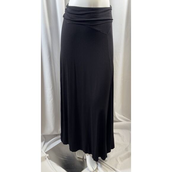 Max Studio Fold Over Waist Maxi Jersey Skirt, Black, Sz: M, 73-20 - Picture 16 of 16
